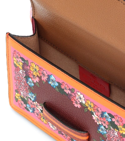 Shop Etro Printed Leather And Velvet Belt Bag In Multicoloured