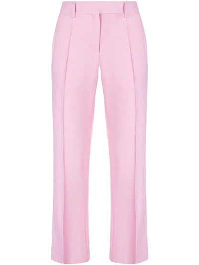 Shop Khaite Tailored Straight Trousers - Pink