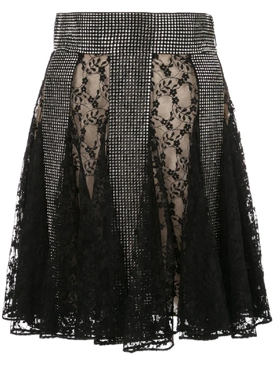 Shop Christopher Kane Mesh Panel Skirt In Black