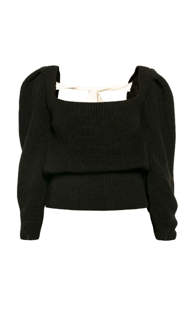 Shop Anna October Rachel Wool-blend Sweater In Black