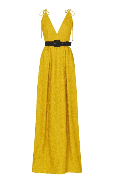Shop Rebecca Vallance Greta Tie Gown In Yellow