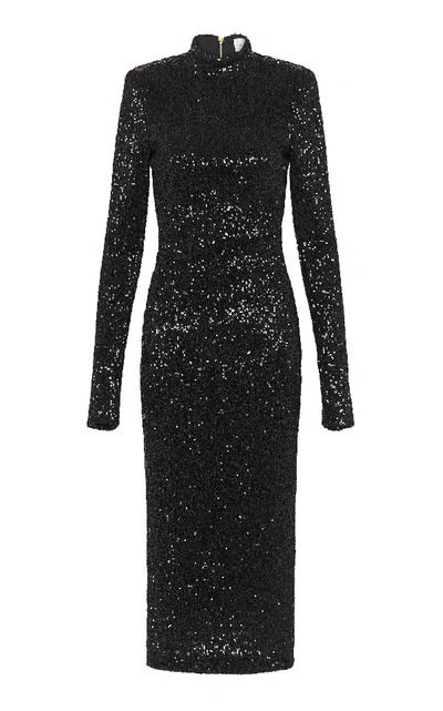 Shop Rebecca Vallance Mica Long Sleeve Midi Dress In Black