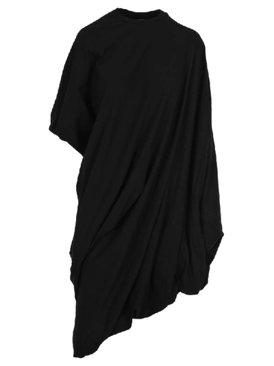 Shop Vetements Asymmetric Gathered Dress In Black