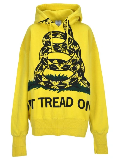 Shop Vetements Snake Print Hoodie In Yellow