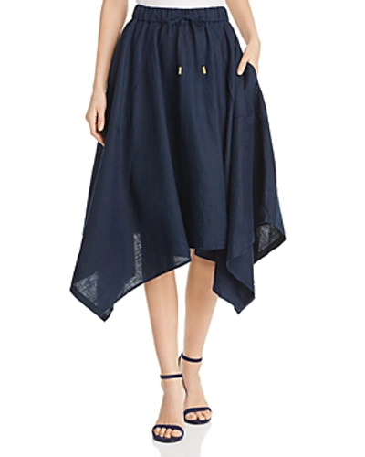 Shop Dkny Donna Karan New York Linen Handkerchief-hem Skirt In Indigo