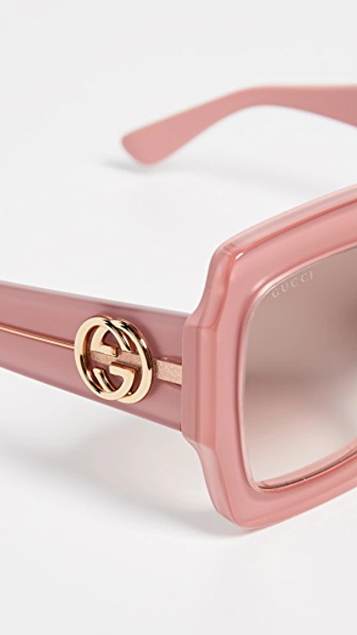 Shop Gucci Pop Web Sunglasses In Rose/brown Gradient