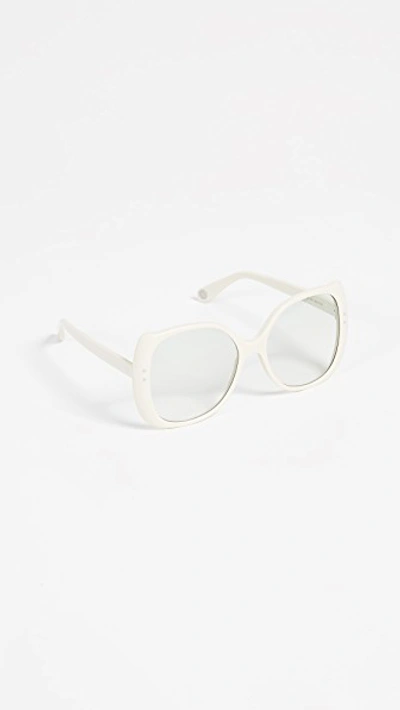 Shop Gucci Handmade Acetate Sunglasses In Solid Ivory/green Gradient