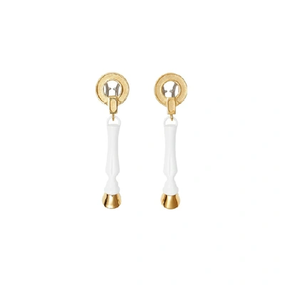 Shop Burberry Palladium And Gold-plated Hoof Drop Earrings