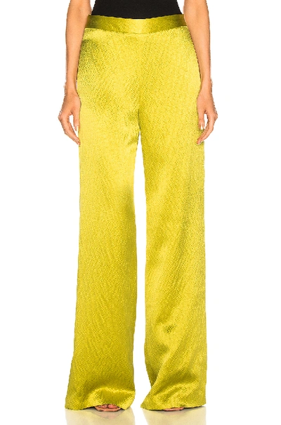 Shop Brandon Maxwell Wide Leg Pant In Green In Chartreuse