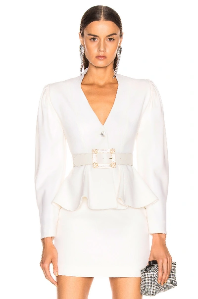Shop Alessandra Rich Peplum Jacket In White