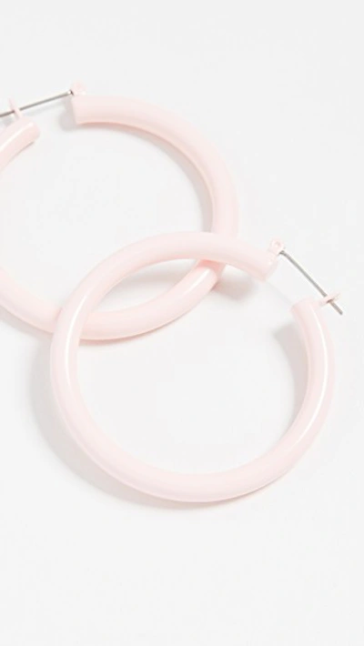 Shop Luv Aj The Rainbow Amalfi Hoop Earrings In Baby Pink