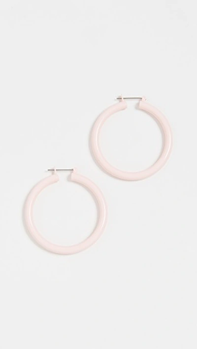 Shop Luv Aj The Rainbow Amalfi Hoop Earrings In Baby Pink