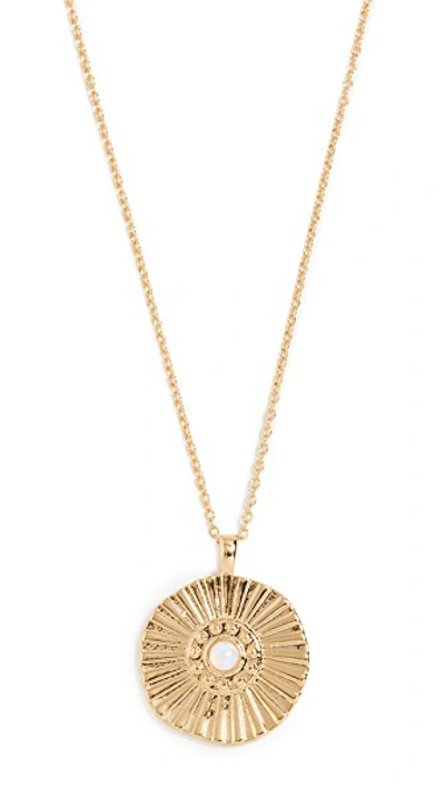 Shop Gorjana Sunburst Coin Necklace In Opalite