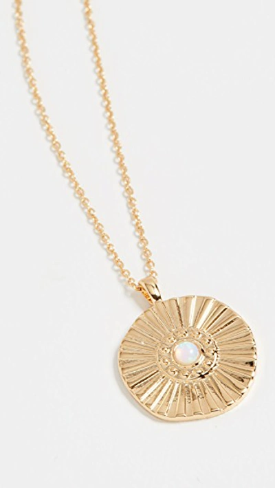 Shop Gorjana Sunburst Coin Necklace In Opalite