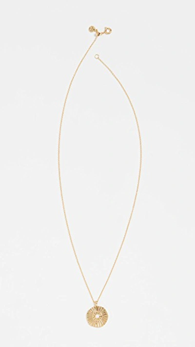 Shop Gorjana Sunburst Coin Necklace In Opalite