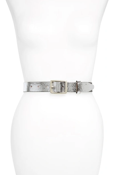 Shop Rag & Bone 'boyfriend' Leather Belt In Silver Crackle