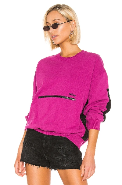 Shop Stussy Simone Pocket Fleece Crew Sweater In Pink. In Berry