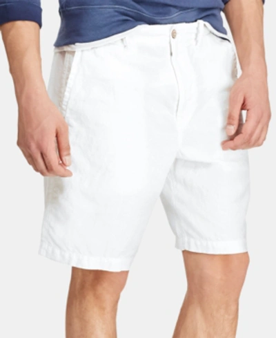 Shop Polo Ralph Lauren Men's 8.5" Straight-fit Linen Cotton Chino Shorts In White