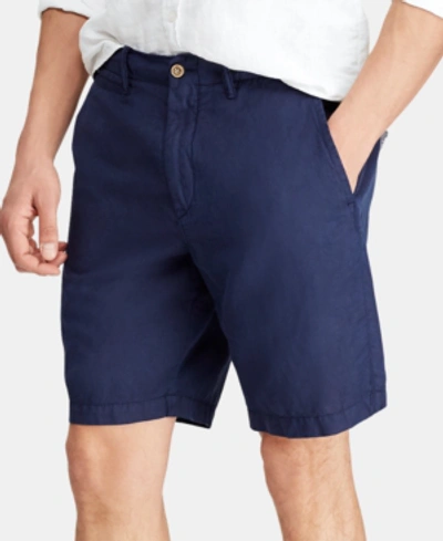 Shop Polo Ralph Lauren Men's 8.5" Straight-fit Linen Cotton Chino Shorts In Navy