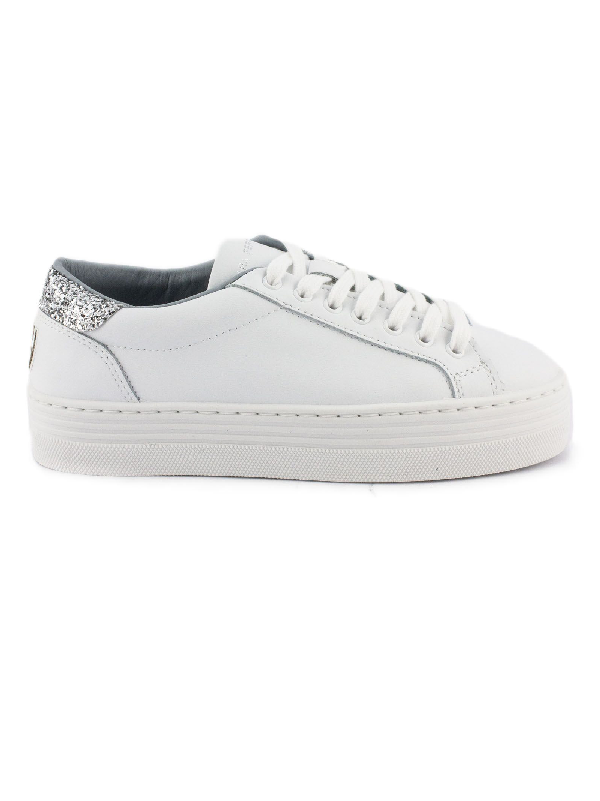 Chiara Ferragni 40mm Leather Platform Sneakers In White