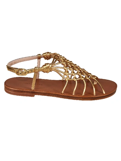 Shop Stuart Weitzman Seaside Flat Sandals In Gold