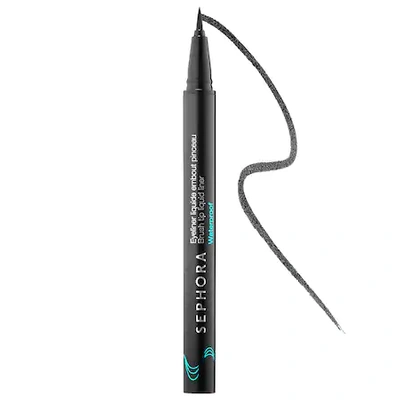 Sephora Collection Hot Line Brush Tip Waterproof Liquid Eyeliner 01 Black 0.0135 Fl. Oz./0.40 ml In 01 Black