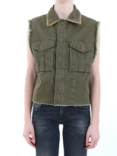 Shop Saint Laurent Gilet Green Army