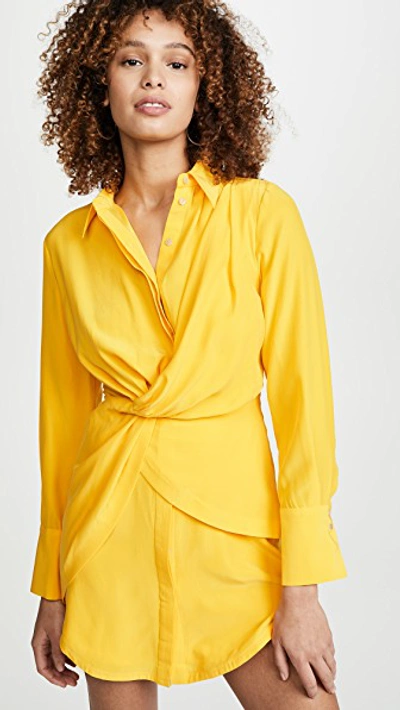 Shop Acler Alma Silk Shirtdress In Marigold