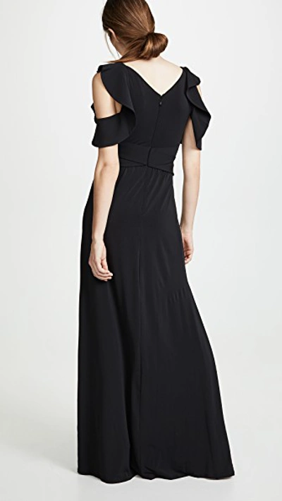 Shop Halston Heritage Flutter Gown In Black