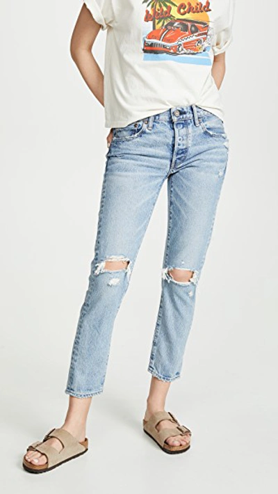 Shop Moussy Vintage Mv Lawton Tapered Jeans In Blue