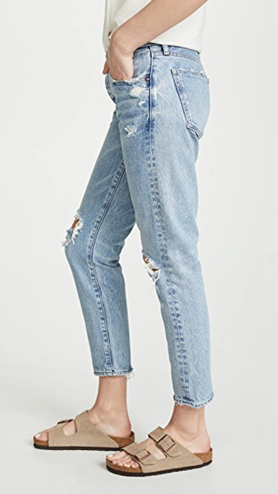 Shop Moussy Vintage Mv Lawton Tapered Jeans In Blue