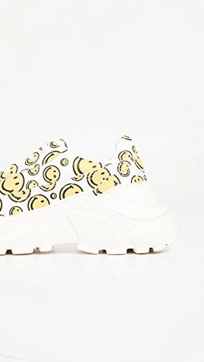 Shop Joshua Sanders Zenith All Over Smile Sneakers In White/yellow