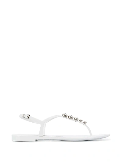 Shop Sergio Rossi Embellished Sandals - White