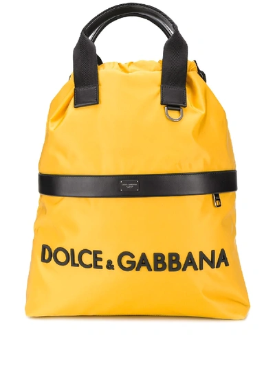 Shop Dolce & Gabbana Logo Print Backpack - Yellow