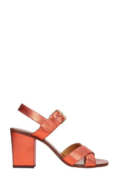 Shop Chie Mihara Red Metallic Sandals Leather