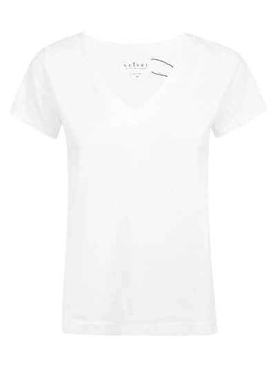 Shop Velvet V-neck T-shirt In White