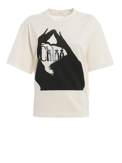 Shop Chloé Logo Print T-shirt In Iconic Milk