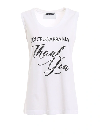 Shop Dolce & Gabbana Thank You Tank Top In Dg Thank You Fdo.bco