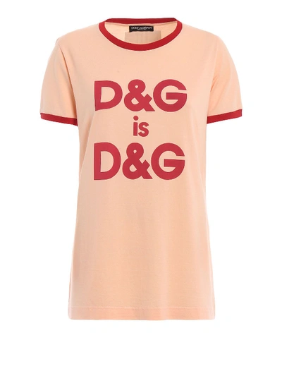Shop Dolce & Gabbana Logo Print T-shirt In Cipria
