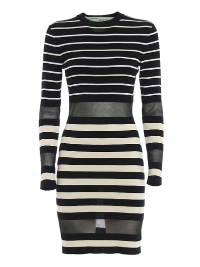 Shop Off-white Striped Mini Dress In All Over W