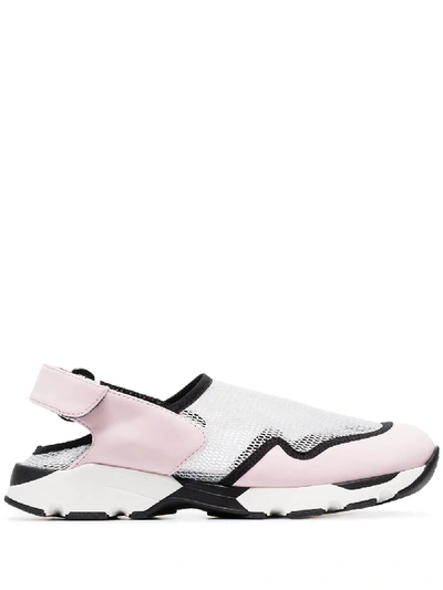 Shop Marni Baby Pink Slingback Leather Trim Low