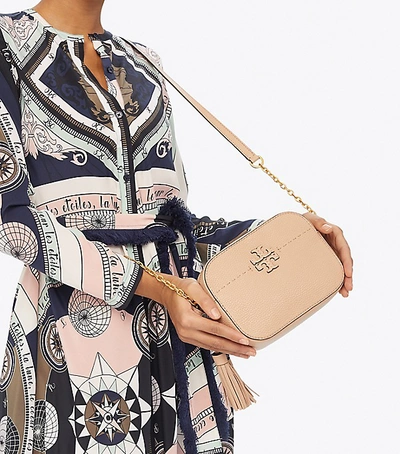 Tory Burch Mcgraw Leather Camera Bag - Orange In Devon Sand