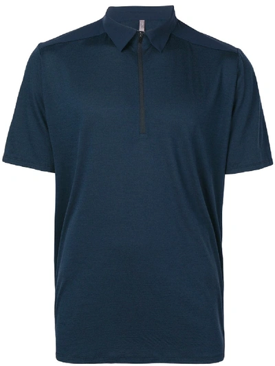 Shop Arc'teryx Veilance Zipped Logo Shirt - Blue