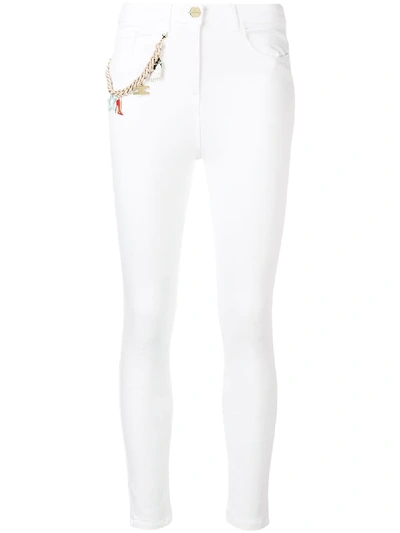Shop Elisabetta Franchi Charms Detail Skinny Jeans - White