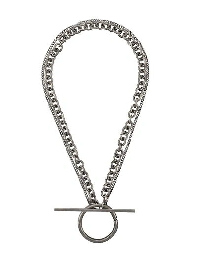 Shop Ann Demeulemeester Lock Hoop Necklace In Silver