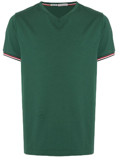 Shop Moncler Striped Sleeve T-shirt - Green