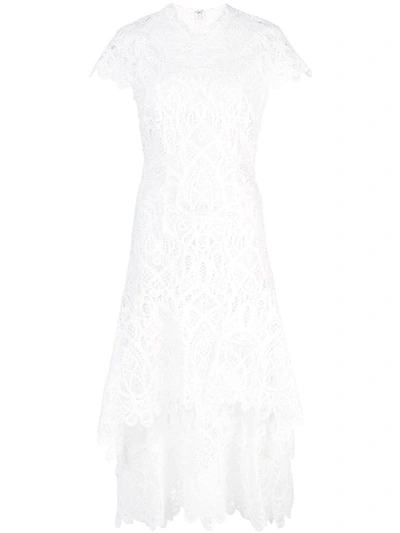 Shop Jonathan Simkhai Lace Tiered Midi Dress - White