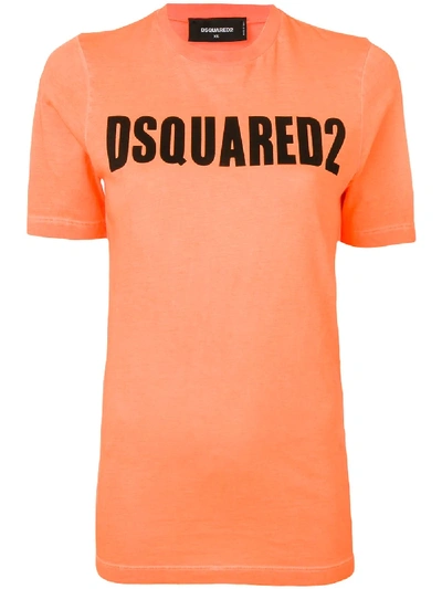 DSQUARED2 LOGO PRINT T-SHIRT - 橘色