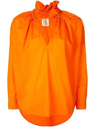 A SHIRT THING RUFFLE NECK SHIRT - 橘色
