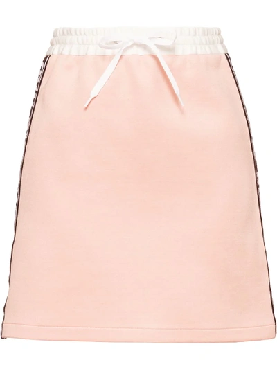 Shop Miu Miu Logo Racing Stripes Skirt - Pink
